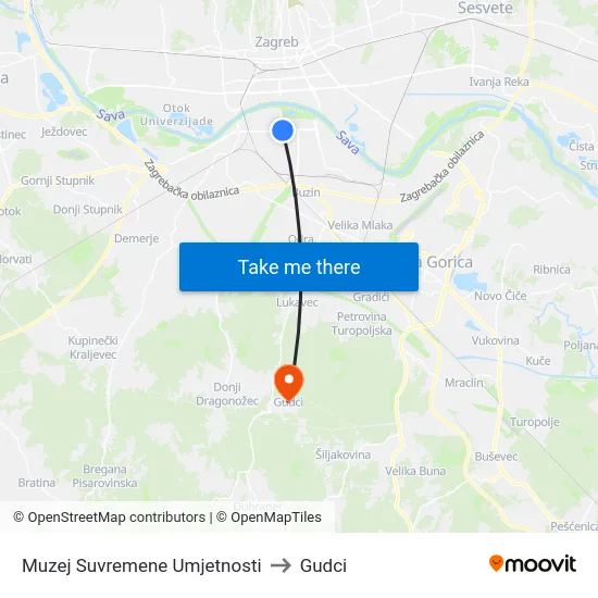 Muzej Suvremene Umjetnosti to Gudci map