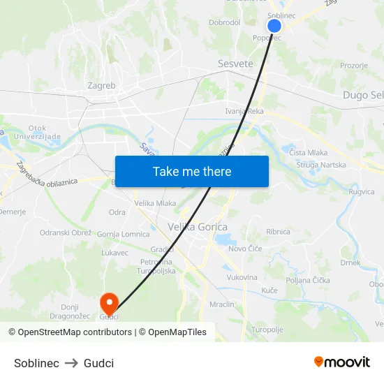 Soblinec to Gudci map