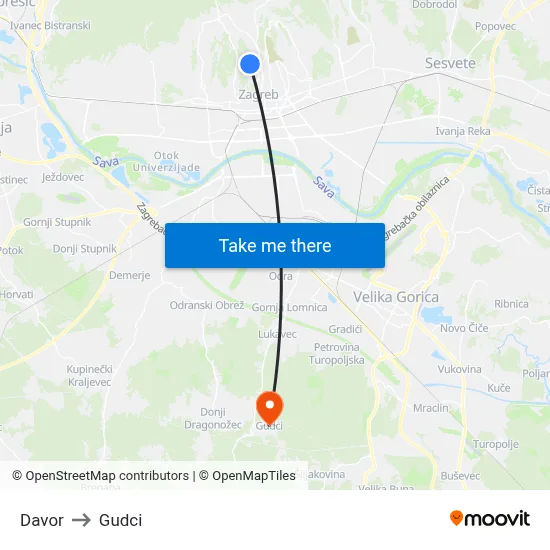 Davor to Gudci map