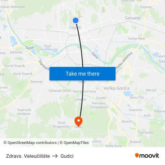 Zdravs. Veleučilište to Gudci map
