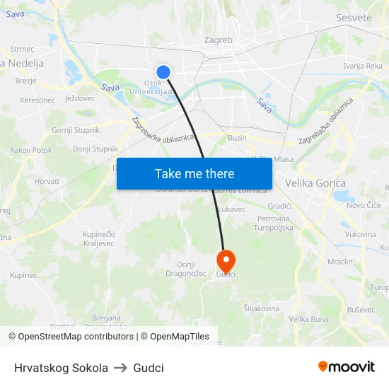 Hrvatskog Sokola to Gudci map