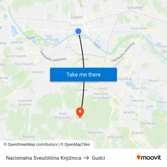 Nacionalna Sveučilična Knjižnica to Gudci map