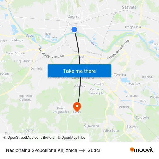 Nacionalna Sveučilična Knjižnica to Gudci map