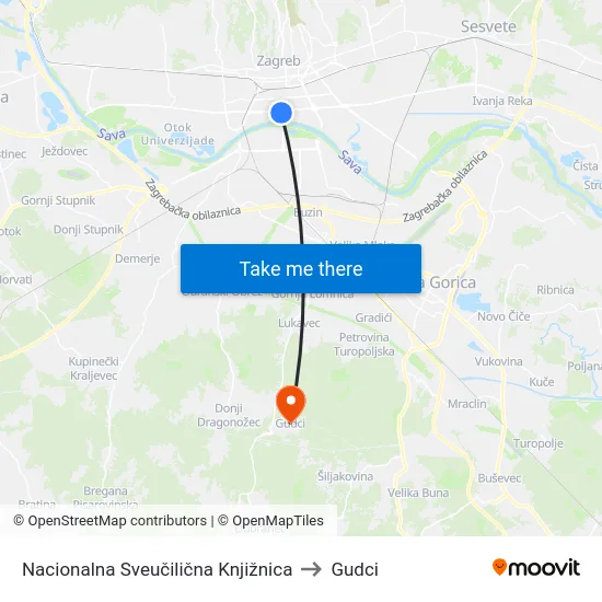 Nacionalna Sveučilična Knjižnica to Gudci map