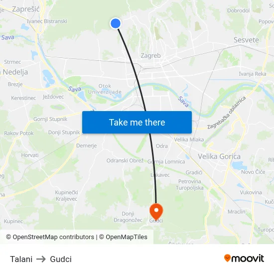 Talani to Gudci map