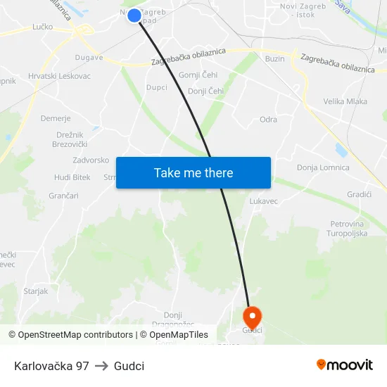 Karlovačka 97 to Gudci map