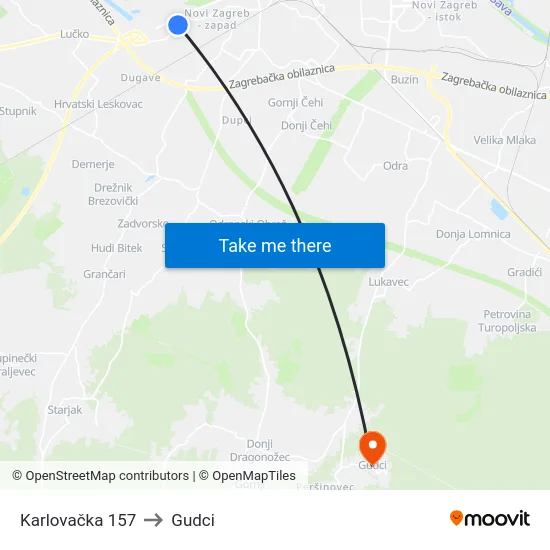 Karlovačka 157 to Gudci map