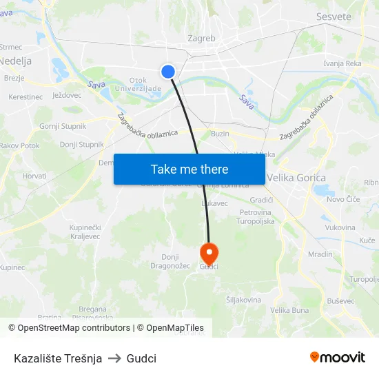 Kazalište Trešnja to Gudci map