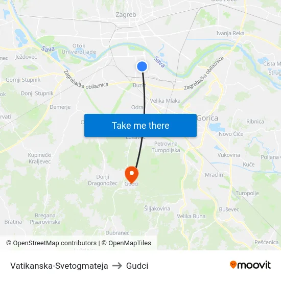 Vatikanska-Svetogmateja to Gudci map