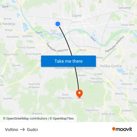 Voltino to Gudci map
