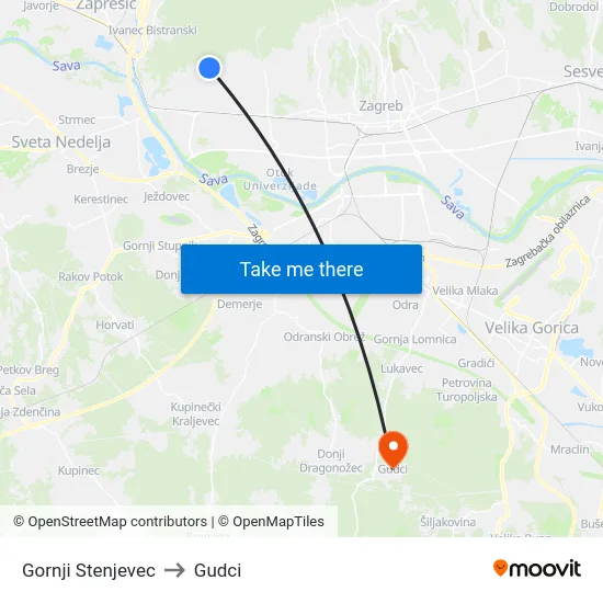 Gornji Stenjevec to Gudci map