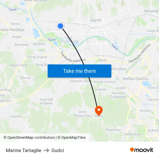 Marina Tartaglie to Gudci map