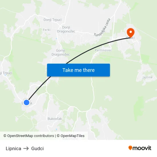 Lipnica to Gudci map