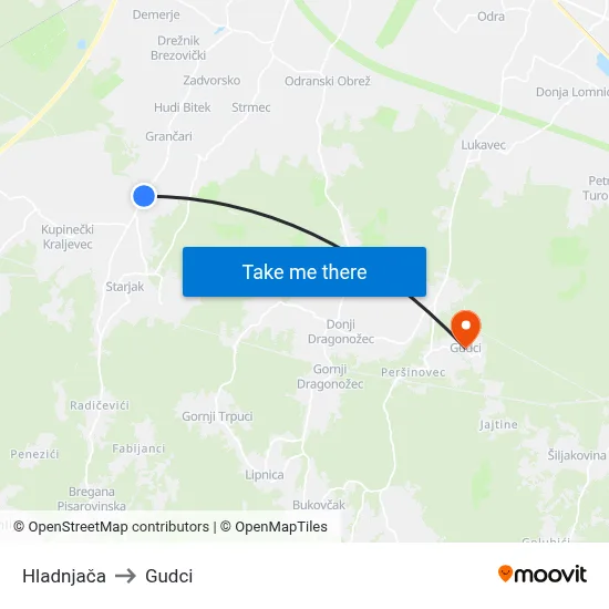 Hladnjača to Gudci map