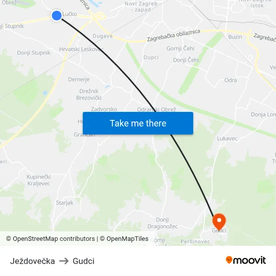 Ježdovečka to Gudci map