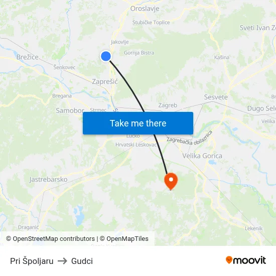 Pri Špoljaru to Gudci map