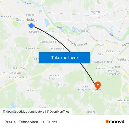 Brezje - Tehnoplast to Gudci map