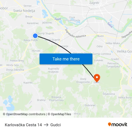 Karlovačka Cesta 14 to Gudci map