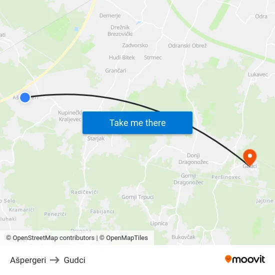 Ašpergeri to Gudci map