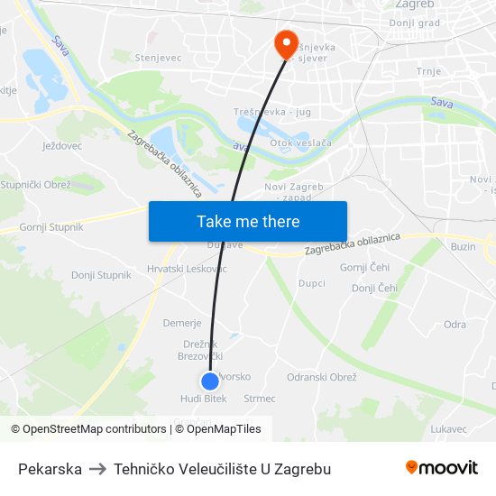 Pekarska to Tehničko Veleučilište U Zagrebu map