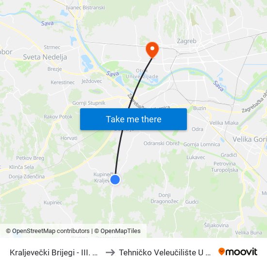 Kraljevečki Brijegi - III. Odvojak to Tehničko Veleučilište U Zagrebu map