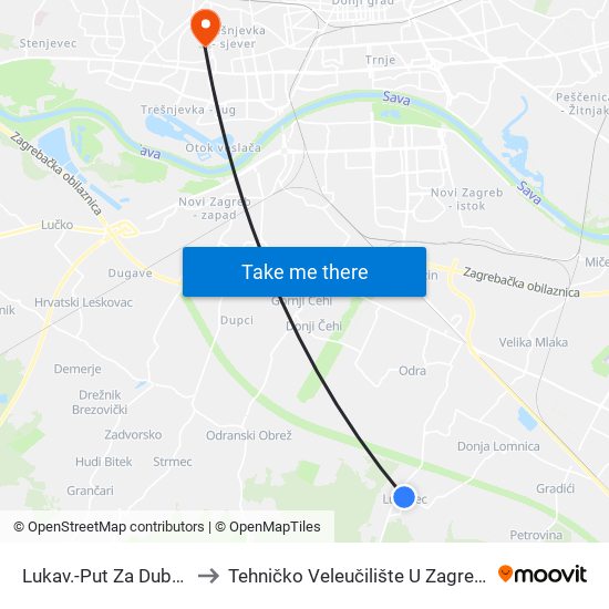 Lukav.-Put Za Dubra. to Tehničko Veleučilište U Zagrebu map