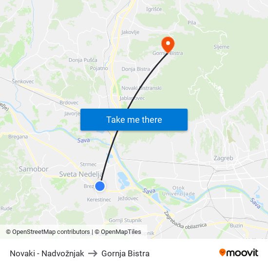 Novaki - Nadvožnjak to Gornja Bistra map