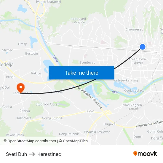 Sveti Duh to Kerestinec map