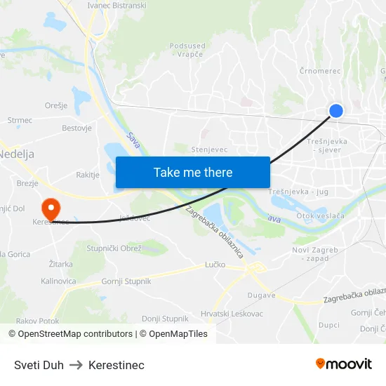 Sveti Duh to Kerestinec map