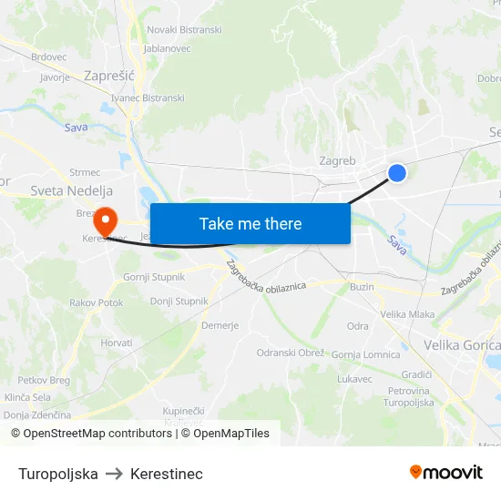 Turopoljska to Kerestinec map