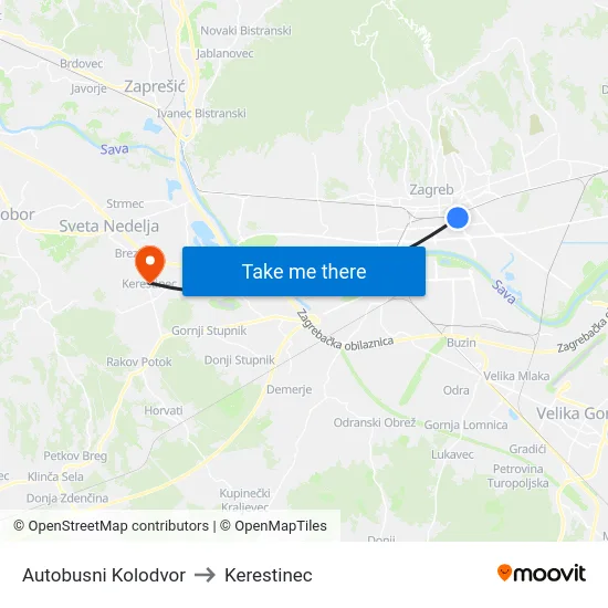 Autobusni Kolodvor to Kerestinec map