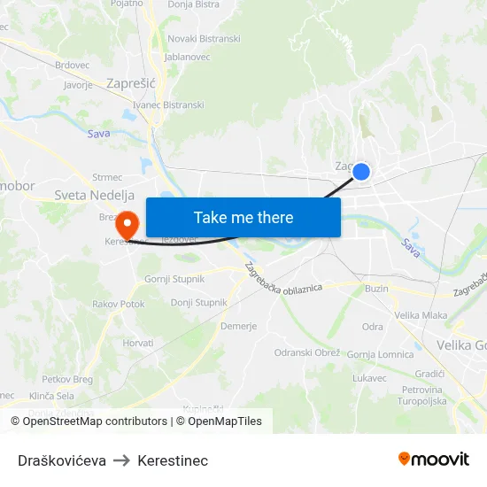 Draškovićeva to Kerestinec map