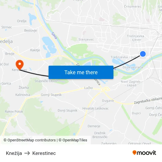 Knežija to Kerestinec map