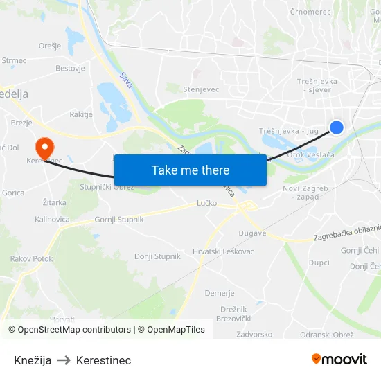 Knežija to Kerestinec map