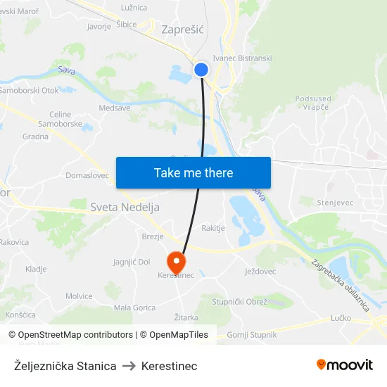 Željeznička Stanica to Kerestinec map
