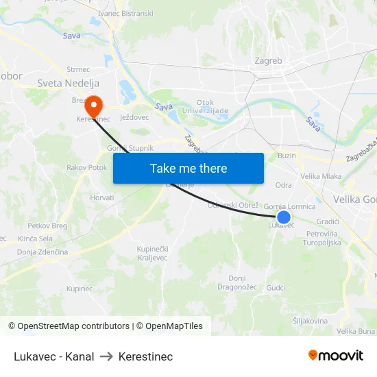 Lukavec - Kanal to Kerestinec map