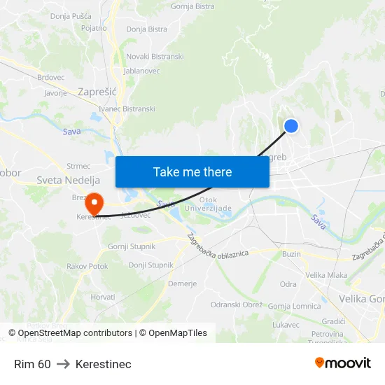 Rim 60 to Kerestinec map