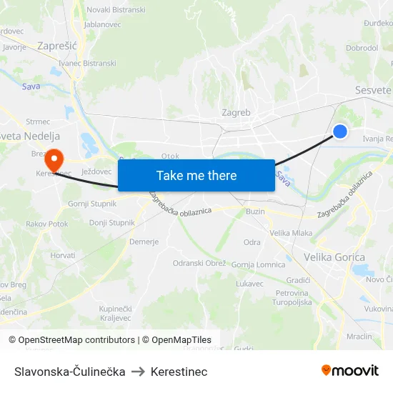 Slavonska-Čulinečka to Kerestinec map