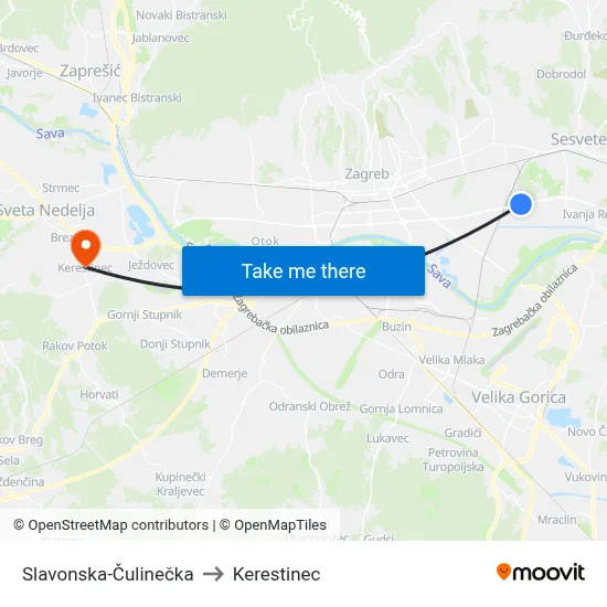 Slavonska-Čulinečka to Kerestinec map