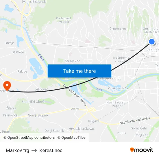 Markov trg to Kerestinec map