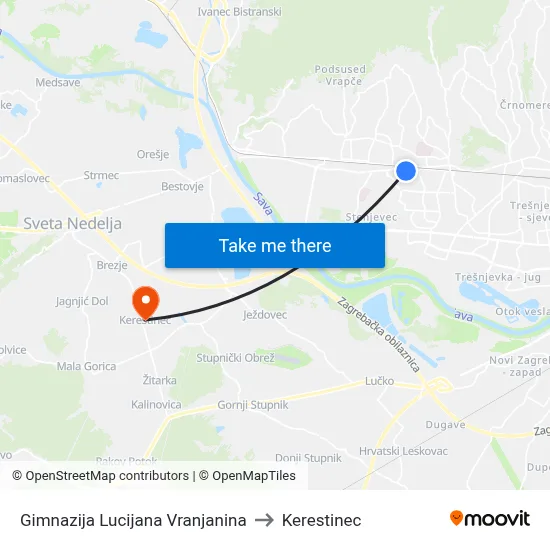 Gimnazija Lucijana Vranjanina to Kerestinec map