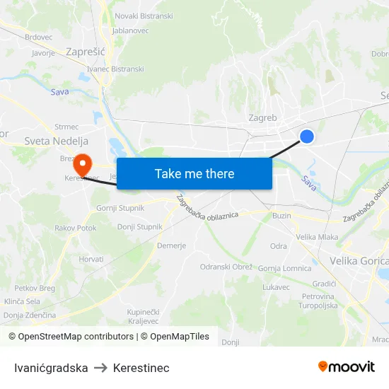 Ivanićgradska to Kerestinec map