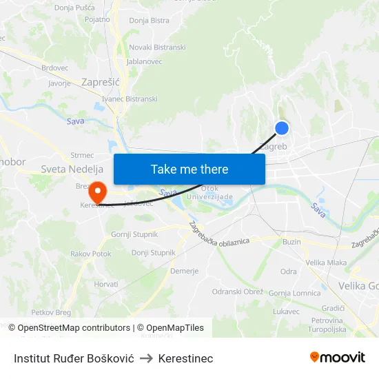 Institut Ruđer Bošković to Kerestinec map