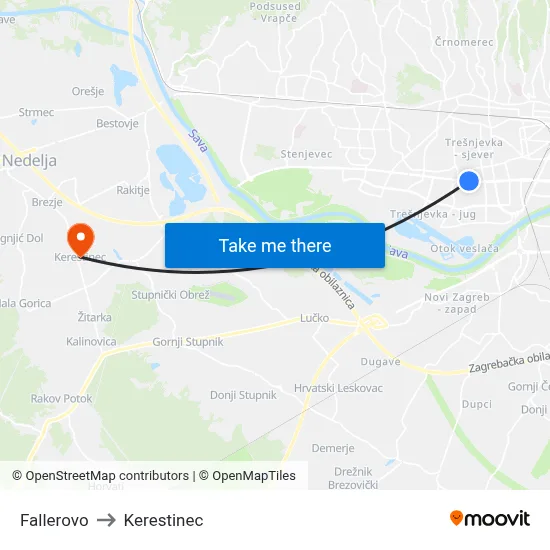 Fallerovo to Kerestinec map