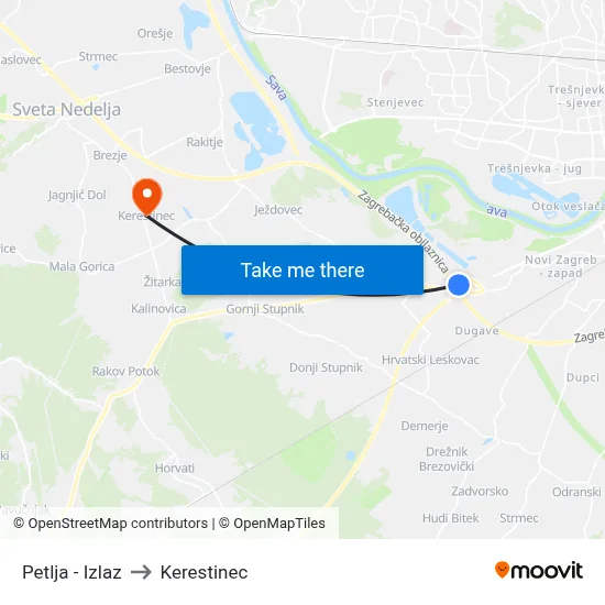 Petlja - Izlaz to Kerestinec map