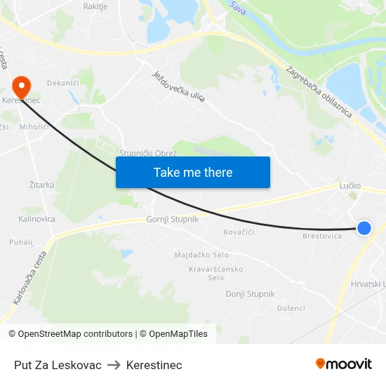 Put Za Leskovac to Kerestinec map