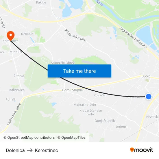 Dolenica to Kerestinec map