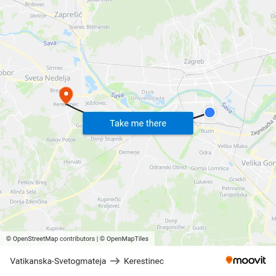 Vatikanska-Svetogmateja to Kerestinec map