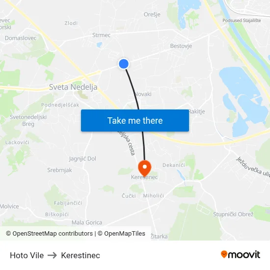 Hoto Vile to Kerestinec map