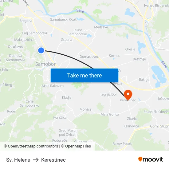 Sv. Helena to Kerestinec map